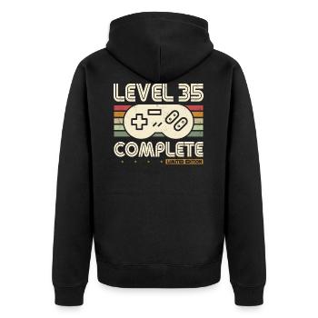 35 Anniversaire Niveau 35 Complete 35 ans cadeau - Veste à capuche bio Premium Unisexe - noir - Dos - Nico (187cm)