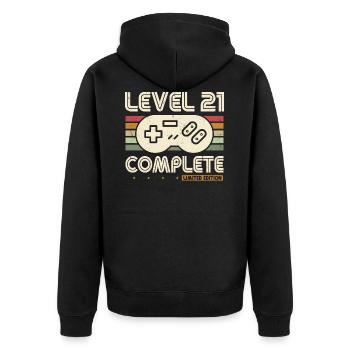 21st Birthday Level 21 Complete 21 years - Unisex Premium Organic Zip Hoodie - black - Back - Nico (187cm)