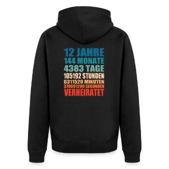 12 Jahre Verheiratet Hochzeit Spruch Geschenk - Unisex Premium Bio Zip Hoodie - Schwarz - Hinten - Nico (187cm)