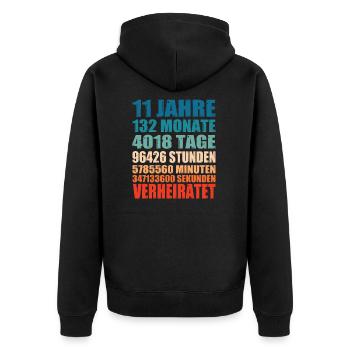 11 Jahre Verheiratet Hochzeit Spruch Geschenk - Unisex Premium Bio Zip Hoodie - Schwarz - Hinten - Nico (187cm)