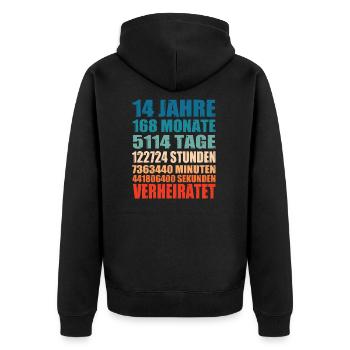 14 Jahre Verheiratet Hochzeit Spruch Geschenk - Unisex Premium Bio Zip Hoodie - Schwarz - Hinten - Nico (187cm)