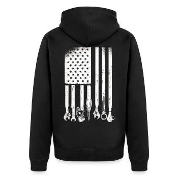 Diesel engine agricultural machinery mechanic locksmith - Unisex Premium Organic Zip Hoodie - black - Back - Nico (187cm)