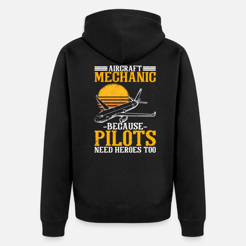 Fluggerätemechaniker Piloten Helden - Unisex Premium Bio Zip Hoodie - Schwarz