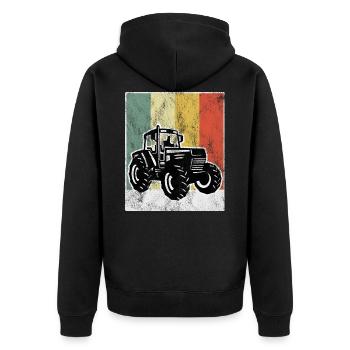 Tractor Farm Farmer Retro Tractor Tractors - Unisex Premium Organic Zip Hoodie - black - Back - Nico (187cm)