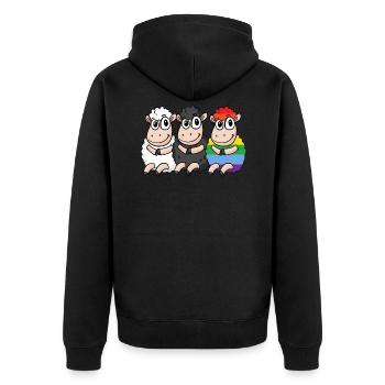 Black Sheep - Rainbow Sheep - Unisex Premium Organic Zip Hoodie - black - Back - Nico (187cm)