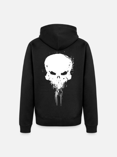 skull motif - Unisex Premium Organic Zip Hoodie - black