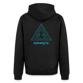 Yoga - Unisex Premium Bio Zip Hoodie - Schwarz - Hinten - Nico (187cm)