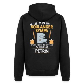 Boulanger humour pétrin cadeau profession - Veste à capuche bio Premium Unisexe - noir - Dos - Nico (187cm)