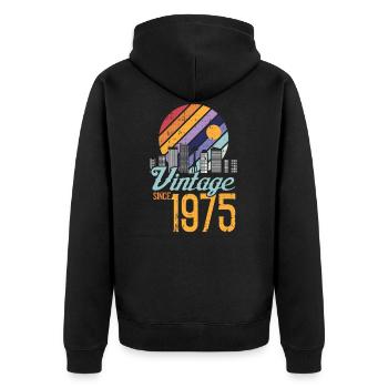 Vintage 1975 75 Anniversaire Rétro Millésime cadeau - Veste à capuche bio Premium Unisexe - noir - Dos - Nico (187cm)