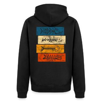 Fishing Fishing Fishing Fishing Fisherman Fish Retro - Unisex Premium Organic Zip Hoodie - black - Back - Nico (187cm)