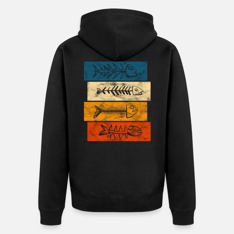 Pêche Pêche pêche poisson rétro - Veste à capuche bio Premium Unisexe - noir