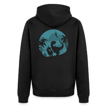 Dinos Lune Velociraptor T-Rex dinosaures enfants - Veste à capuche bio Premium Unisexe - noir - Dos - Nico (187cm)