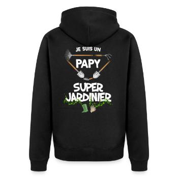 5 - papy super jardinier.png - Veste à capuche bio Premium Unisexe - noir - Dos - Nico (187cm)