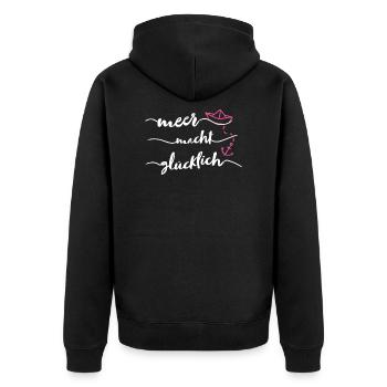 Papierschiff Papierboot Anker Meer - Unisex Premium Bio Zip Hoodie - Schwarz - Hinten - Nico (187cm)