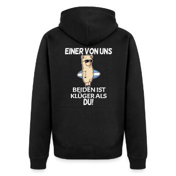 lustiger Spruch - Unisex Premium Bio Zip Hoodie - Schwarz - Hinten - Nico (187cm)