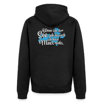 Wenn ich den See seh Westensee - Unisex Premium Bio Zip Hoodie - Schwarz - Hinten - Nico (187cm)