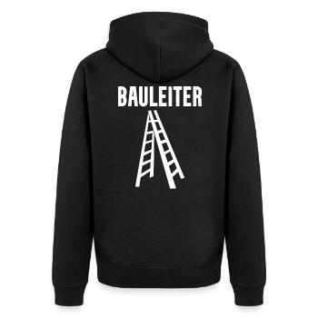 Bauleiter Leiter Wortspiel - Unisex Premium Bio Zip Hoodie - Schwarz - Hinten - Nico (187cm)