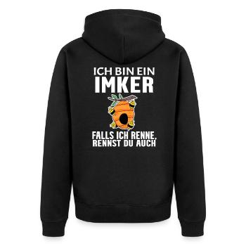 Bienen Imker Biene - Unisex Premium Bio Zip Hoodie - Schwarz - Hinten - Nico (187cm)