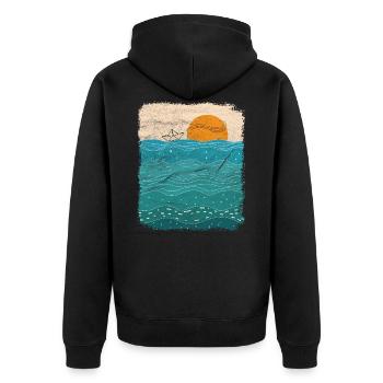 Papierboot Meer Papierschiff Papierboot - Unisex Premium Bio Zip Hoodie - Schwarz - Hinten - Nico (187cm)