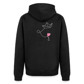 Papierschiff Papierboot mit Anker im Meer - Unisex Premium Bio Zip Hoodie - Schwarz - Hinten - Nico (187cm)