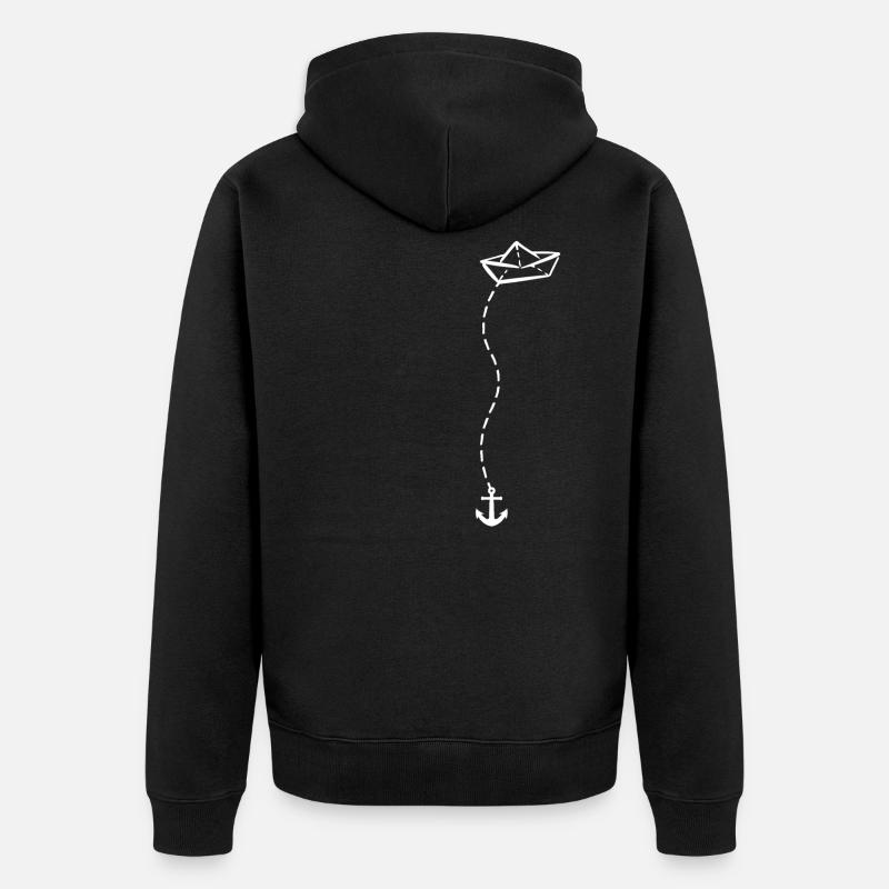 Papierschiff Meer Papierboot Papierschiffchen - Unisex Premium Bio Zip Hoodie - Schwarz