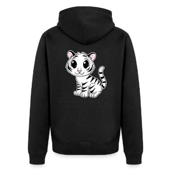 Weißer Tiger - Unisex Premium Bio Zip Hoodie - Schwarz - Hinten - Nico (187cm)