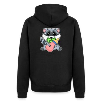 Baby Waschbär - Unisex Premium Bio Zip Hoodie - Schwarz - Hinten - Nico (187cm)