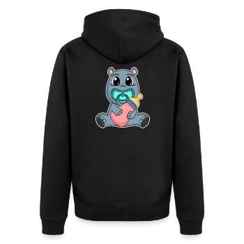 Baby Nilpferd - Unisex Premium Bio Zip Hoodie - Schwarz - Hinten - Nico (187cm)