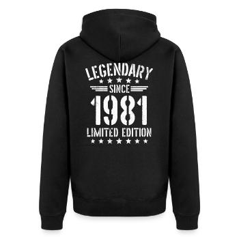 Né 1981 légendaire anniversaire cadeau - Veste à capuche bio Premium Unisexe - noir - Dos - Nico (187cm)
