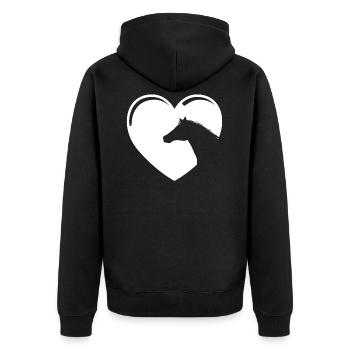 Équitation cheval silhouette dans les chevaux coeur - Veste à capuche bio Premium Unisexe - noir - Dos - Nico (187cm)