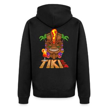 Tiki Paradise Tiki Bar Hawaii Sommer - Unisex Premium Bio Zip Hoodie - Schwarz - Hinten - Nico (187cm)