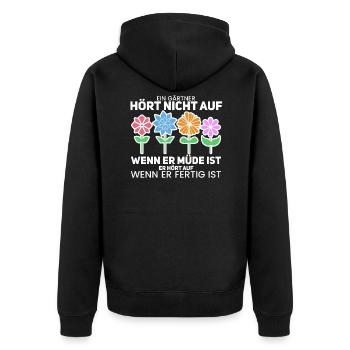 Gärtner - Unisex Premium Bio Zip Hoodie - Schwarz - Hinten - Nico (187cm)