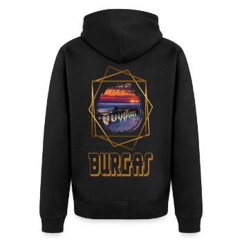 Burgas Bulgarien Stadt Skyline Heimat Liebe - Unisex Premium Bio Zip Hoodie - Schwarz - Hinten - Nico (187cm)
