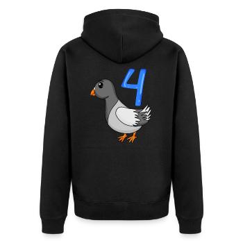 4 Jahre alt - 4. Geburtstag - Taube Vogel Motiv - Unisex Premium Bio Zip Hoodie - Schwarz - Hinten - Nico (187cm)