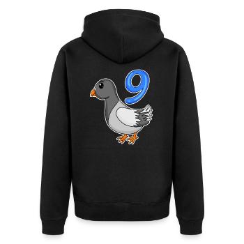 9 Jahre alt - 9. Geburtstag - Taube Vogel Motiv - Unisex Premium Bio Zip Hoodie - Schwarz - Hinten - Nico (187cm)