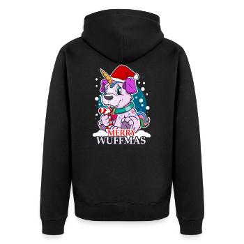 Christmas dog unicorn - Unisex Premium Organic Zip Hoodie - black - Back - Nico (187cm)