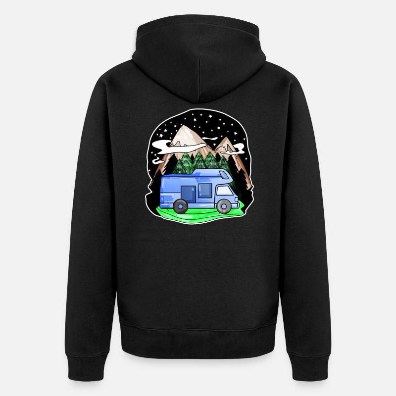 Camping-car Mountain Mountains Camping Camper - Veste à capuche bio Premium Unisexe - noir