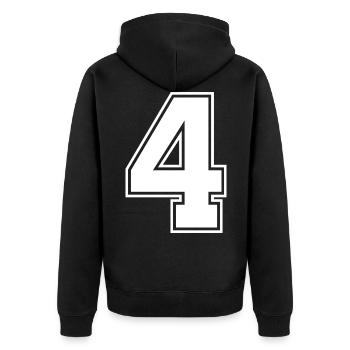 Maillot numéro 4 - Veste à capuche bio Premium Unisexe - noir - Dos - Nico (187cm)