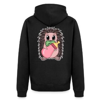 Baby Igel - Unisex Premium Bio Zip Hoodie - Schwarz - Hinten - Nico (187cm)