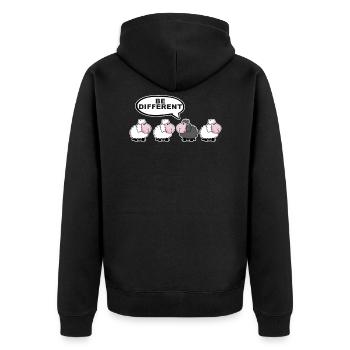 Be different black sheep T-shirt - Unisex Premium Organic Zip Hoodie - black - Back - Nico (187cm)