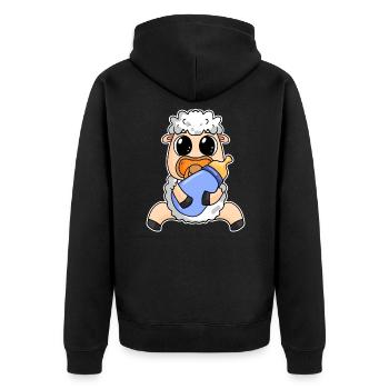 Baby Schaf - Unisex Premium Bio Zip Hoodie - Schwarz - Hinten - Nico (187cm)