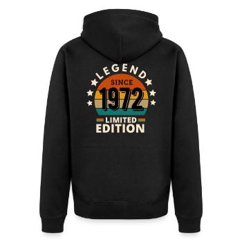 LÉGENDE 1972, MILLÉSIME 1972 - Veste à capuche bio Premium Unisexe - noir - Dos - Nico (187cm)