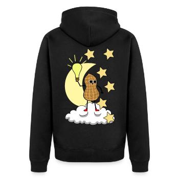 Good Night Peanut Starry Sky Moon Cloud - Unisex Premium Organic Zip Hoodie - black - Back - Nico (187cm)