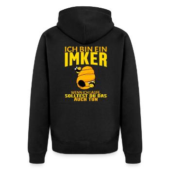 Bienen Imker Biene - Unisex Premium Bio Zip Hoodie - Schwarz - Hinten - Nico (187cm)