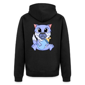 Baby Wolf - Unisex Premium Bio Zip Hoodie - Schwarz - Hinten - Nico (187cm)