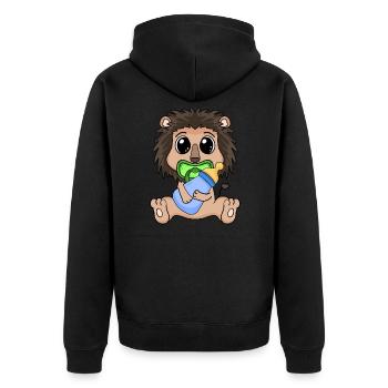 Baby Löwe - Unisex Premium Bio Zip Hoodie - Schwarz - Hinten - Nico (187cm)