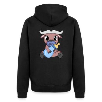 Baby Junge Ochse - Unisex Premium Bio Zip Hoodie - Schwarz - Hinten - Nico (187cm)