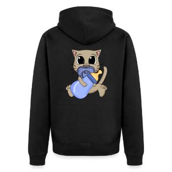 Baby Junge Katze - Unisex Premium Bio Zip Hoodie - Schwarz - Hinten - Nico (187cm)