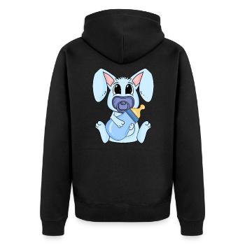Baby Junge Kaninchen - Unisex Premium Bio Zip Hoodie - Schwarz - Hinten - Nico (187cm)