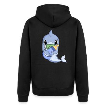 Baby Junge Hai - Unisex Premium Bio Zip Hoodie - Schwarz - Hinten - Nico (187cm)